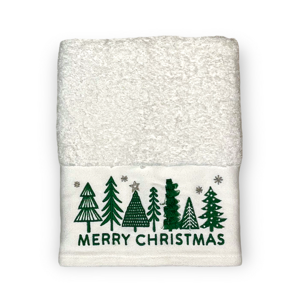 Christmas Tree Face Towel 50x80 cm White