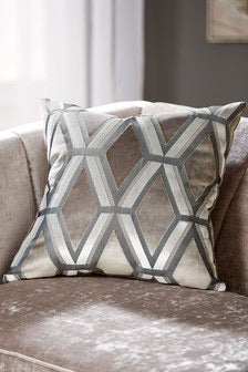 Geometric Patterned Velvet Throw Pillow Cover Mink 50x50 cm