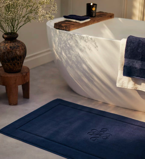 Ultra Soft Cotton Non-Slip Bath Mat 70x120 cm Navy Blue