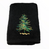Carla Pine Tree Embroidered Face Towel Black
