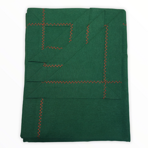 Piko Edge Detail Stain Resistant Linen Table Cloth Green