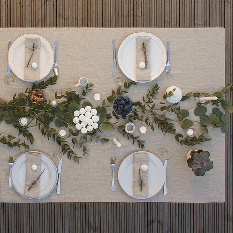 Vintage Natural Raw Linen Table Cloth