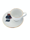 Basketball Player Teddy Bear Porcelain Coffee Cup White
