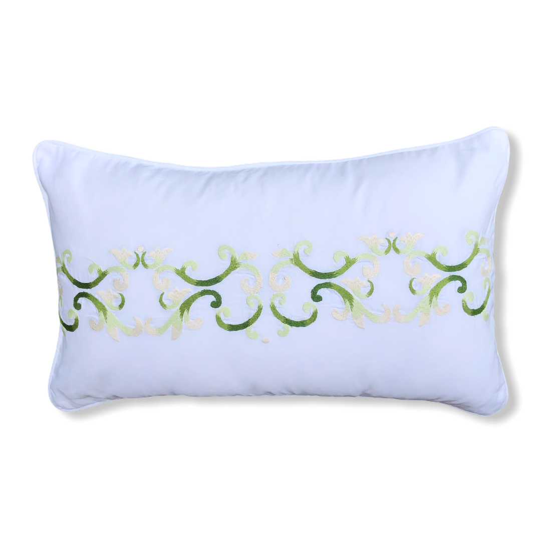 Marbella Embroidered 30x50 cm Pillow Cover Green