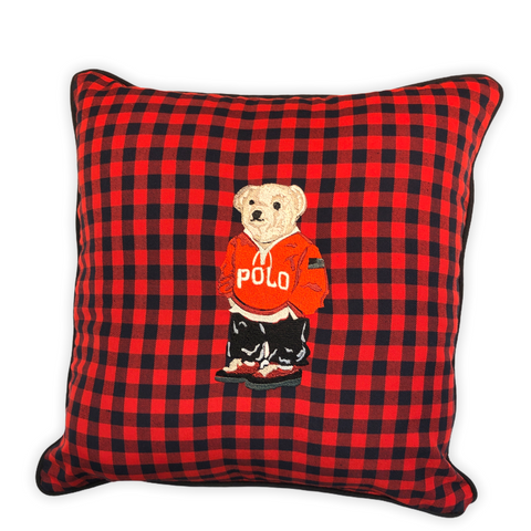 Scotch Teddy Bear Embroidered Throw Pillow