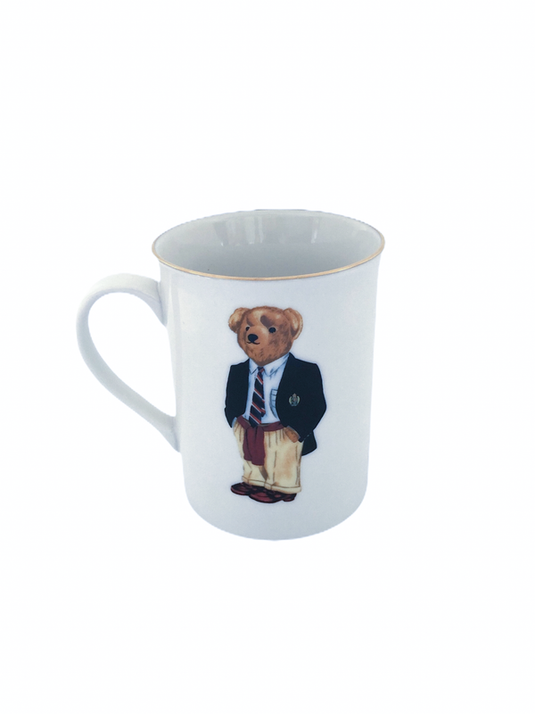 Teddy Bear in Black Suit Porcelain Mug White