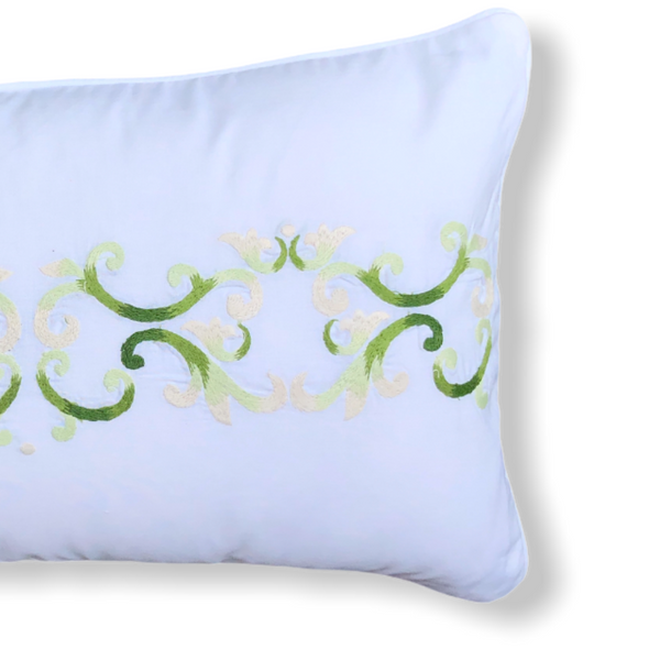Marbella Embroidered 30x50 cm Pillow Cover Green