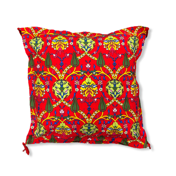 Tulip and Carnation Patterned Cushion Cover Red