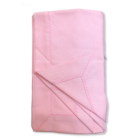 Piko Edge Detail Stain Resistant Linen Tablecloth Pink