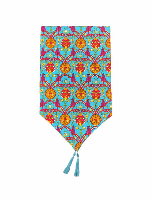 Tulip and Carnation Pattern Runner Turquoise