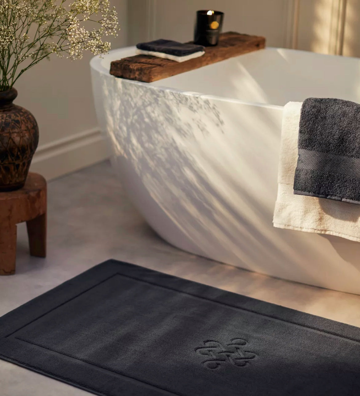 Ultra Soft Cotton Non-Slip Bath Mat 70x120 cm Anthracite