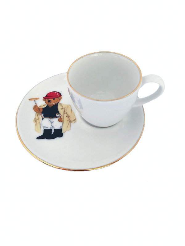 Teddy Bear Porcelain Coffee Cup With Golf Player White