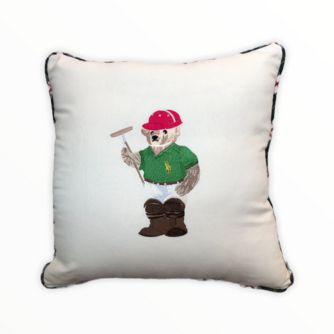Teddy Bear Embroidered Cushion Cream
