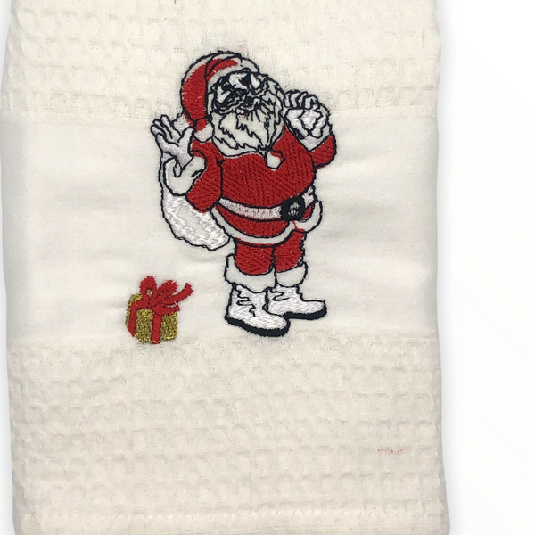 Santa Embroidered Drying Towel White
