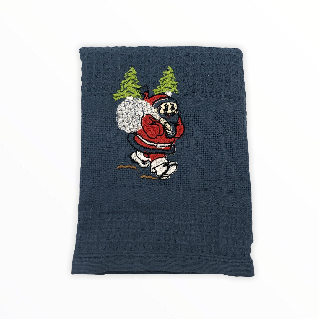 Santa Embroidered Drying Towel Navy Blue