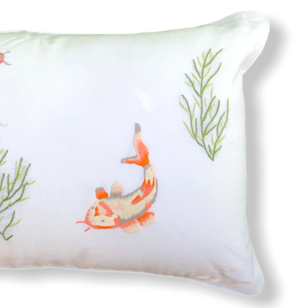 Marbella Fish Embroidered 30x50 cm Pillow Cover Green
