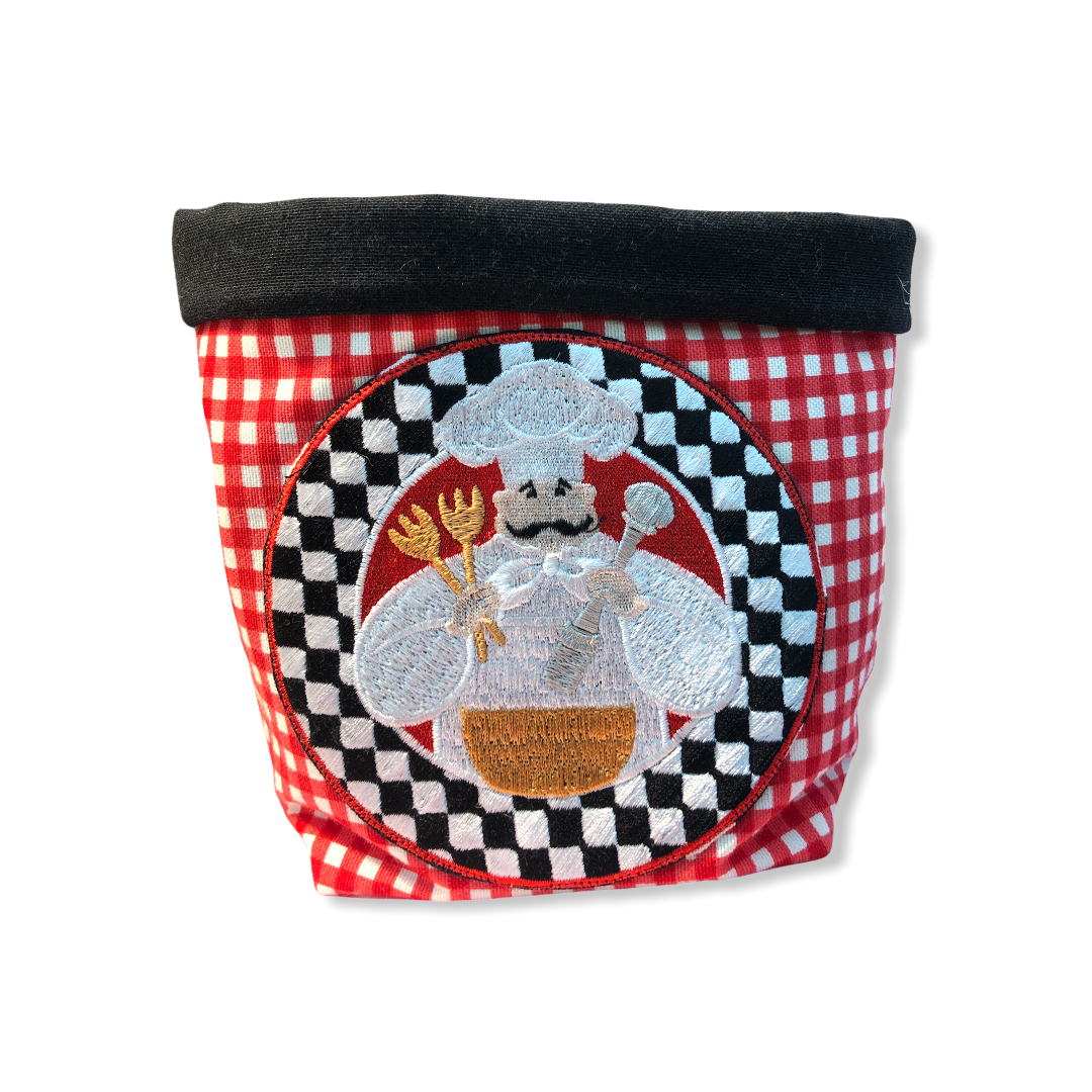 Chef Design Woven Basket Red Gingham
