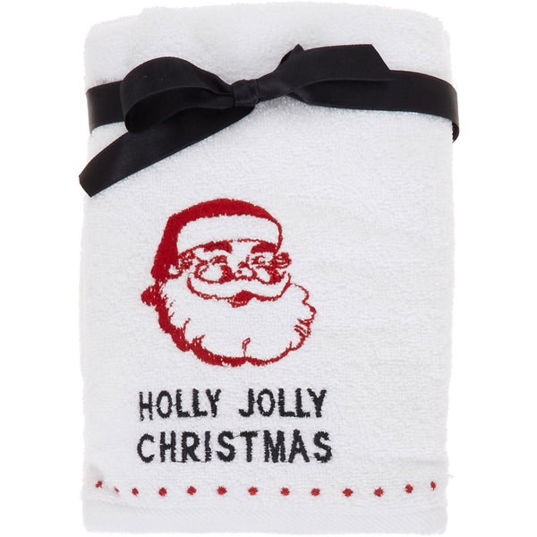 Santa Embroidered Hand Towel White 50x80 cm