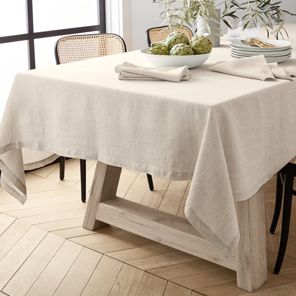 Vintage Natural Raw Linen Table Cloth