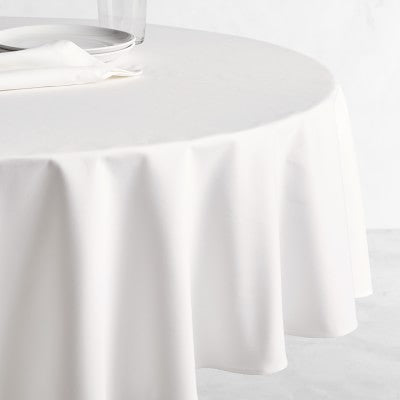 Genoa Woven Linen Stain Resistant Round Table Cloth White