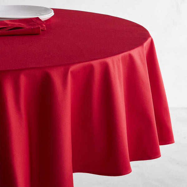 Genoa Woven Linen Stain Resistant Round Table Cloth Red