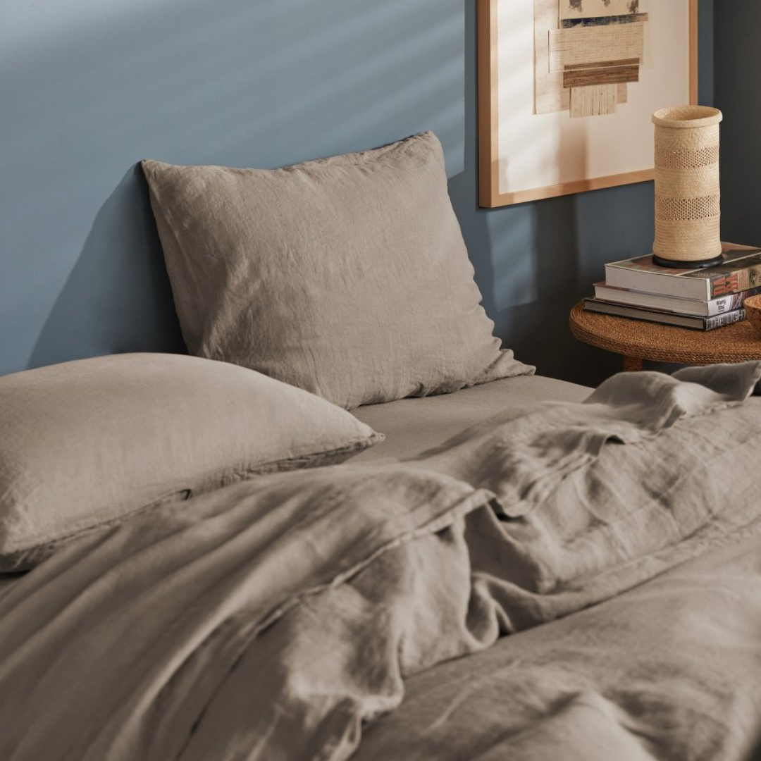Allure Muslin Cotton Double Elastic Bed Sheet 160x200 cm Light Brown