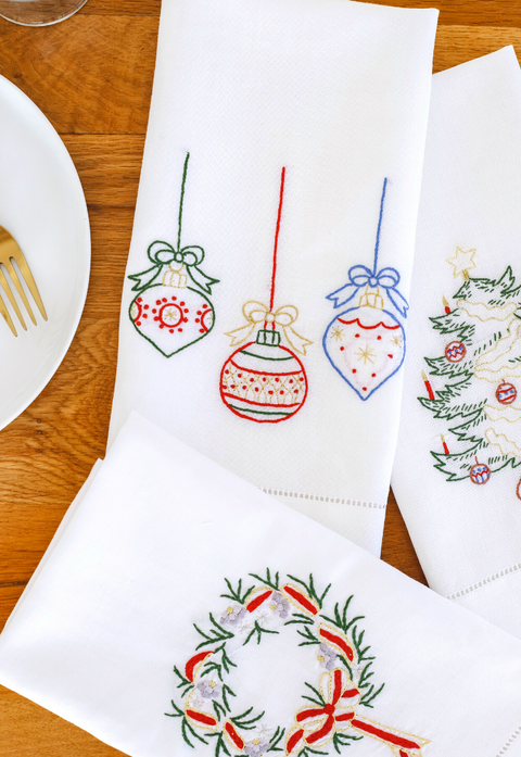 Christmas Bell Embroidered Linen Cover 40x60 cm