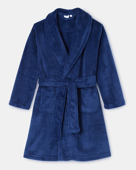 100% Organic Cotton Kids Bathrobe Navy Blue