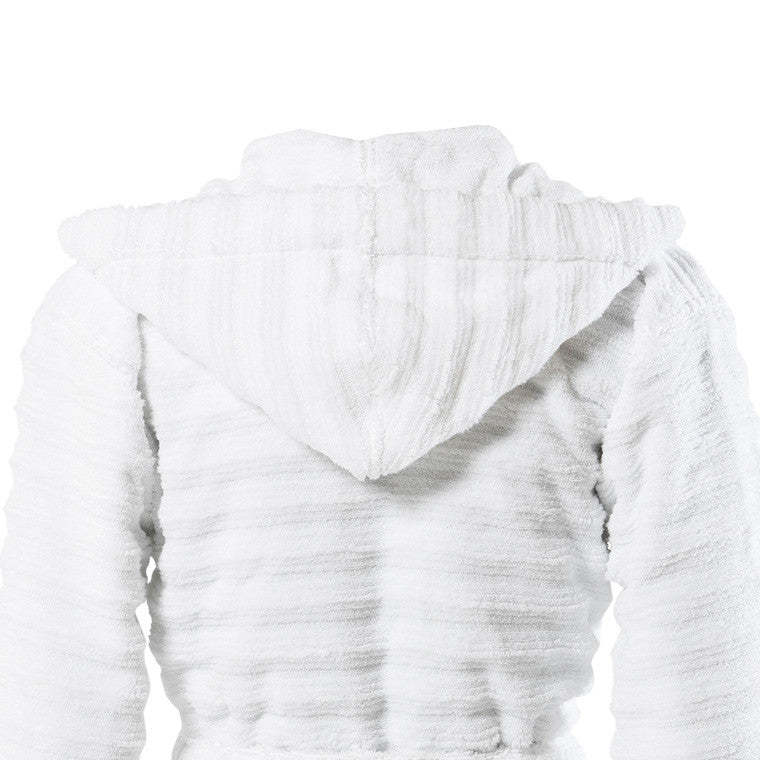Stripe 100% Cotton Women's Bathrobe White