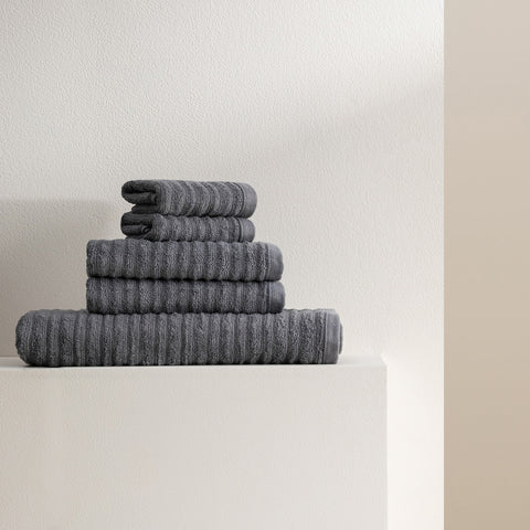 Stripe 100% Cotton Bath Towel 75x160 cm Anthracite