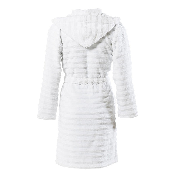 Stripe 100% Cotton Women's Bathrobe White