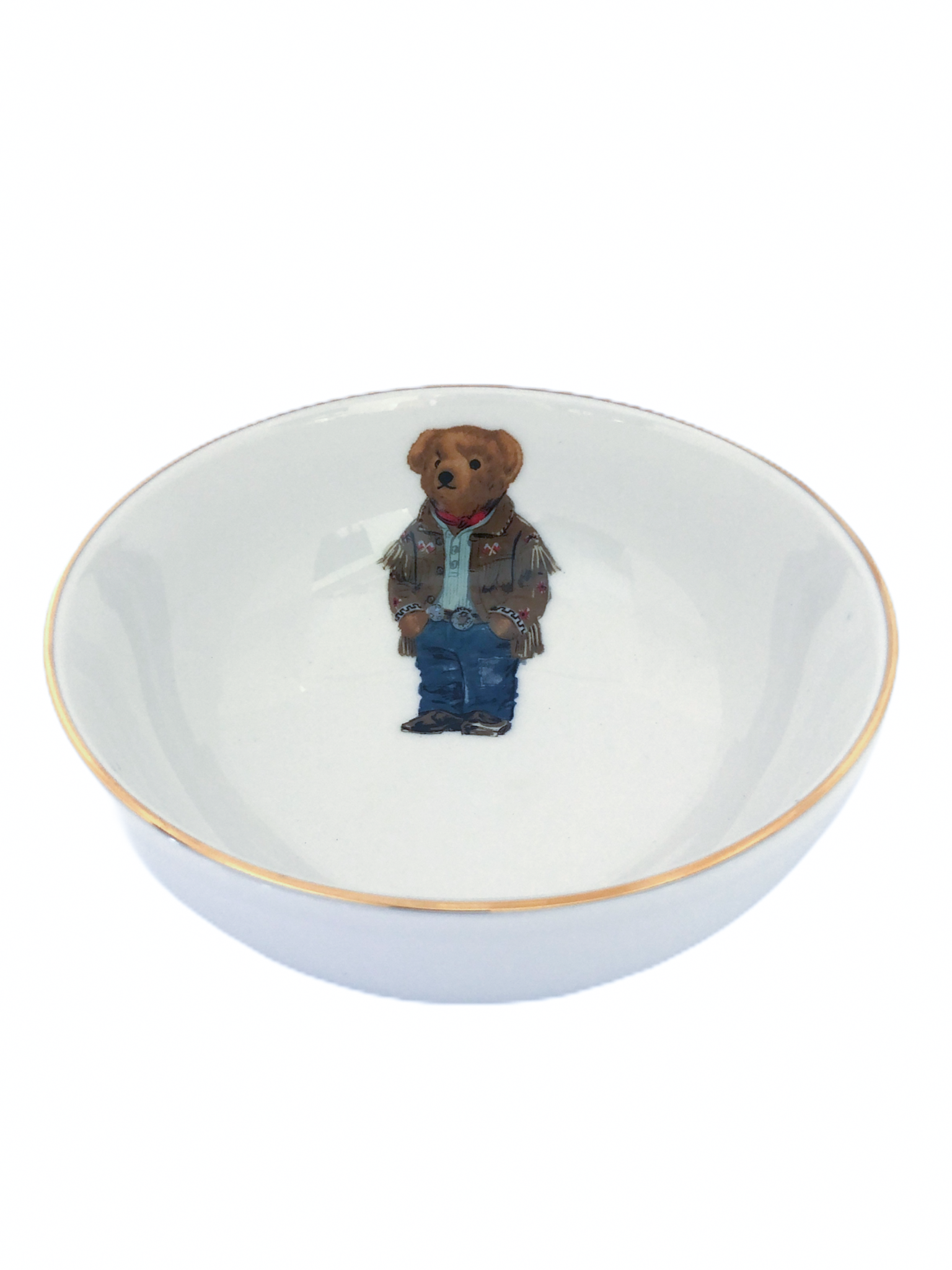 Tasseled Teddy Bear Porcelain Bowl White
