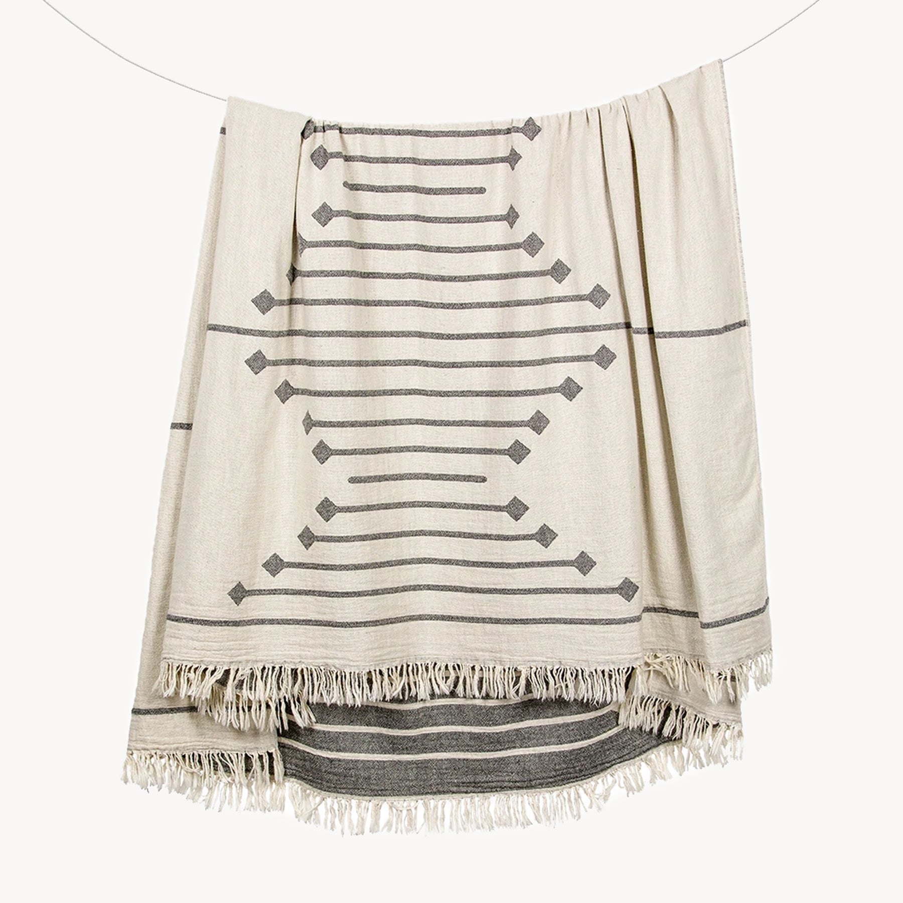 Stripe Throw Cotton Loincloth Smoked-White 100x170 cm