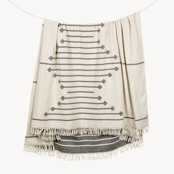 Stripe Throw Cotton Loincloth Smoked-White 100x170 cm